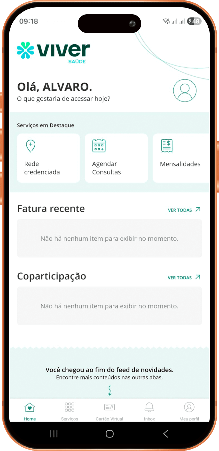 Mockup do Aplicativo Viver Saúde